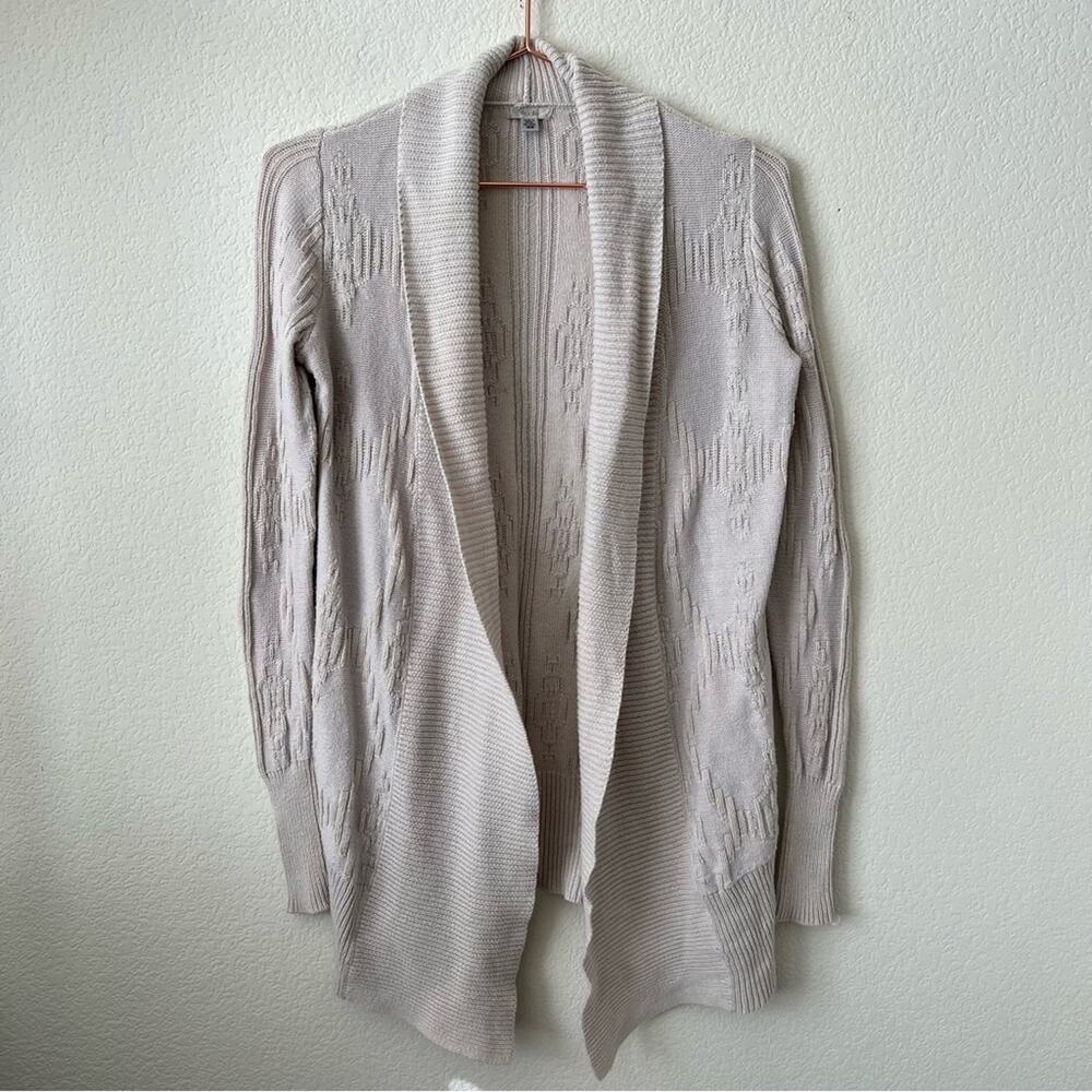 Urban Outfitters UO Ecote tan cream textured knit open cardigan shawl collar